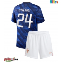 Camiseta Francia Rayan Cherki #24 Primera Equipación para niños Mundial 2026 manga corta (+ pantalones cortos)